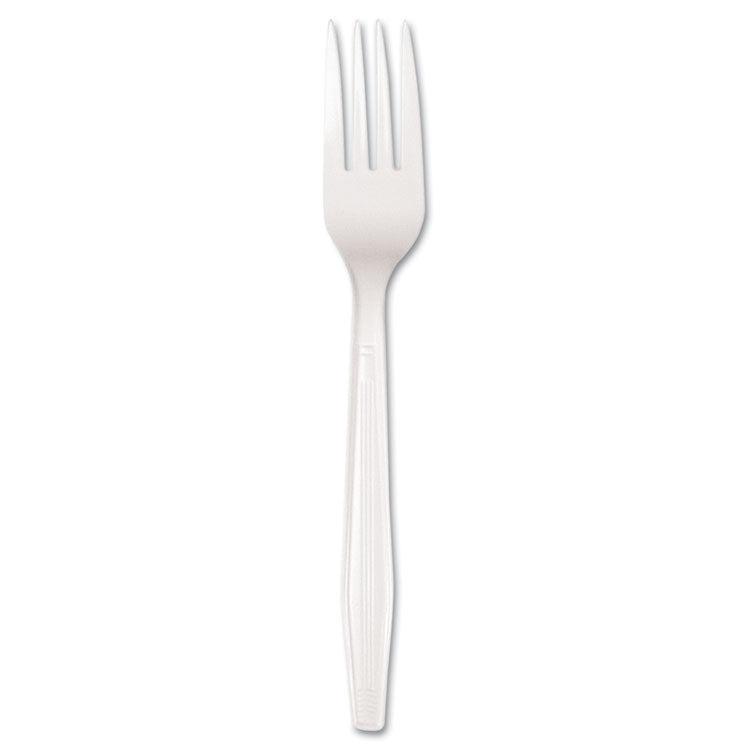Boardwalk® Mediumweight Polystyrene Cutlery, Fork, White, 100/Box (BWKFORKMWPSBX)