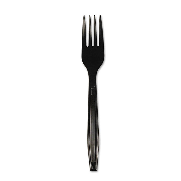 Boardwalk® Heavyweight Polystyrene Cutlery, Fork, Black, 1000/Carton (BWKFORKHWBLA) Case of 1000