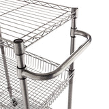 Alera® Three-Tier Wire Cart with Basket, Metal, 2 Shelves, 1 Bin, 500 lb Capacity, 28" x 16" x 39", Black Anthracite (ALESW342416BA)