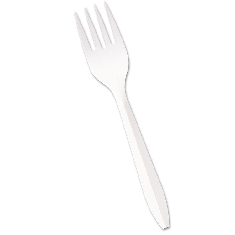 Boardwalk® Mediumweight Polypropylene Cutlery, Fork, White, 1000/Carton (BWKFORKMWPP)