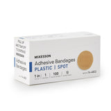 McKesson Adhesive Spot Bandage 1 Inch Plastic Round Tan Sterile (466877_BX) 100/BX
