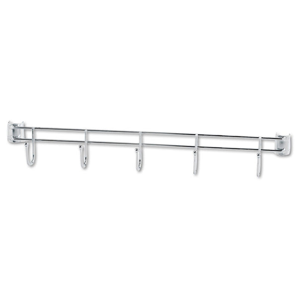 Alera® Hook Bars For Wire Shelving, Five Hooks, 24" Deep, Silver, 2 Bars/Pack (ALESW59HB424SR)