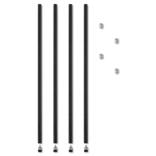 Alera® Stackable Posts For Wire Shelving, 36 "High, Black, 4/Pack (ALESW59PO36BL)