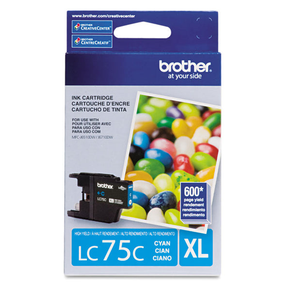 Brother LC75C Innobella High-Yield Ink, 600 Page-Yield, Cyan (BRTLC75C)