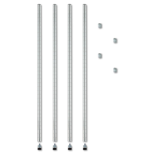 Alera® Stackable Posts For Wire Shelving, 36" High, Silver, 4/Pack (ALESW59PO36SR)