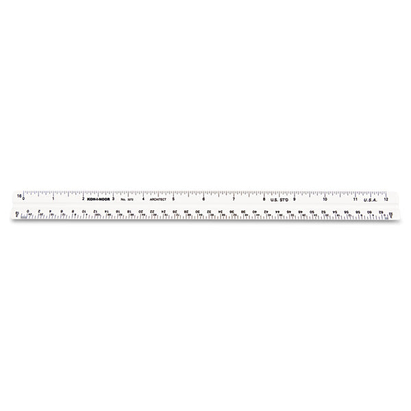 Chartpak® Triangular Scale, Plastic, 12" Long, Architectural, White (KOH3272BC)