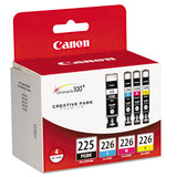 Canon® 4530B008AA (PGI-225, CLI-226) Ink, Cyan/Magenta/Pigment Black/Yellow, 4/Pack (CNM4530B008) Pack of 4