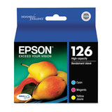 Epson® T126520-S (126) DURABrite Ultra High-Yield Ink, Cyan/Magenta/Yellow, 3/Pack (EPST126520S) Pack of 3