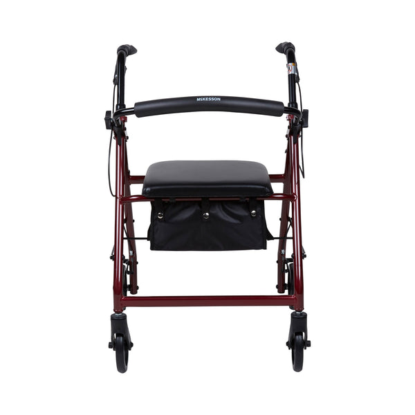 McKesson 4 Wheel Rollator Red Adjustable Height / Folding Aluminum Frame (1065263_EA) 1/EA