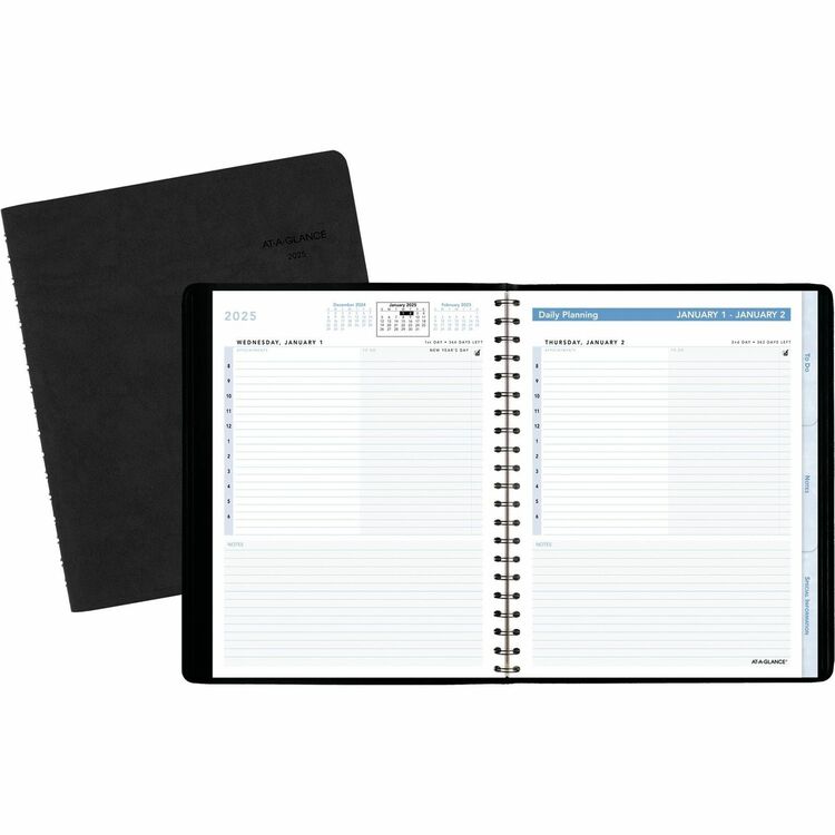 The Action Planner Daily Appointment Book, 8.75 x 6.5, Black Cover, 12-Month (Jan to Dec): 2025 (AAG70EP0305) Each