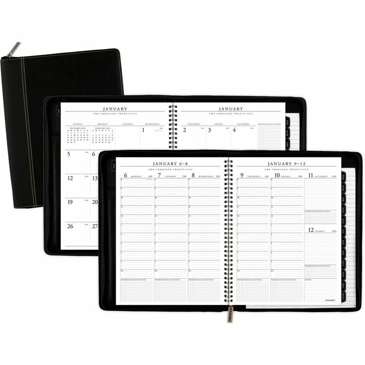 Executive Weekly Vertical-Column Appointment Book, Telephone/Address Section, 11 x 8.25, Black, 12-Month (Jan-Dec): 2025 (AAG70NX8105) Each