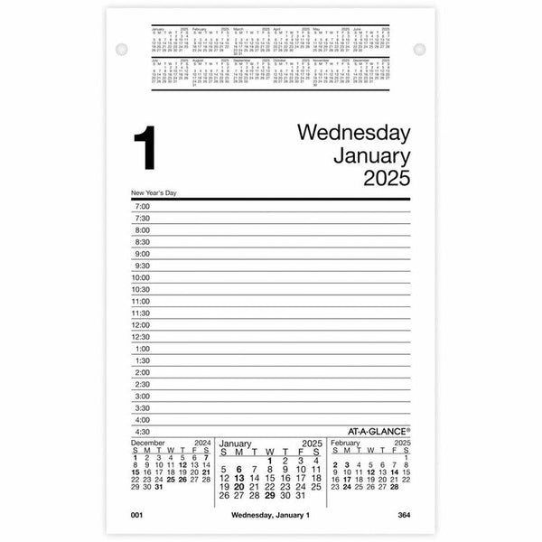 Pad Style Desk Calendar Refill, 5 x 8, White Sheets, 2025 (AAGE45850) Each