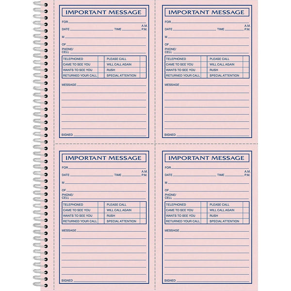 Adams Message Book, Spiral, Carbonless, 8 1/16&quot;x11&quot; (ABFSC1184P) Each