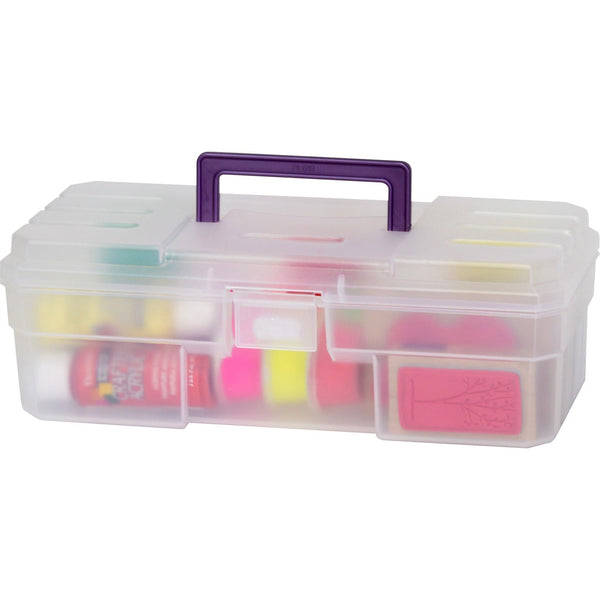 Akro-Mils Supply Box, 6&quot;x12&quot;x4&quot;, Plastic, Clear/Purple (AKM09912CLPUR)