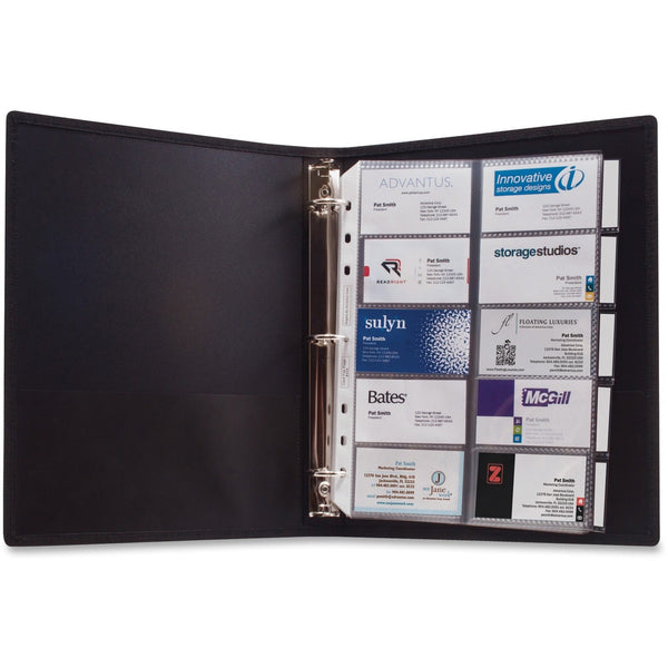 Anglers 3 Ring Business Card Binder, 100 Card Cap, 8 1/2&quot;x11&quot;, Black (ANG303) Each