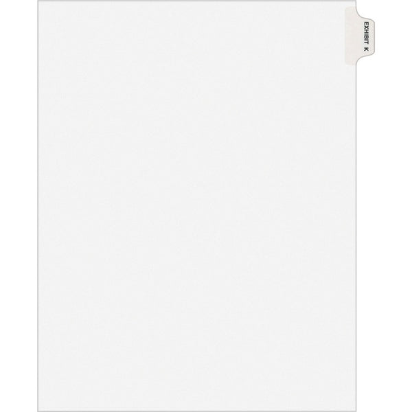 Avery&reg; Avery-Style Preprinted Legal Side Tab Divider, Exhibit K, Letter, White, 25/Pack (AVE01381)