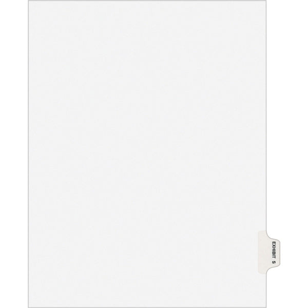 Avery&reg; Avery-Style Preprinted Legal Side Tab Divider, Exhibit S, Letter, White, 25/Pack (AVE01389)