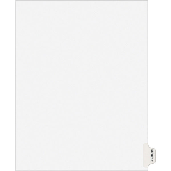 Avery&reg; Avery-Style Preprinted Legal Side Tab Divider, Exhibit T, Letter, White, 25/Pack (AVE01390)