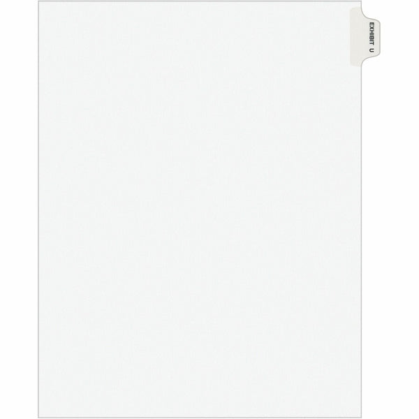 Avery&reg; Avery-Style Preprinted Legal Side Tab Divider, Exhibit U, Letter, White, 25/Pack (AVE01391)