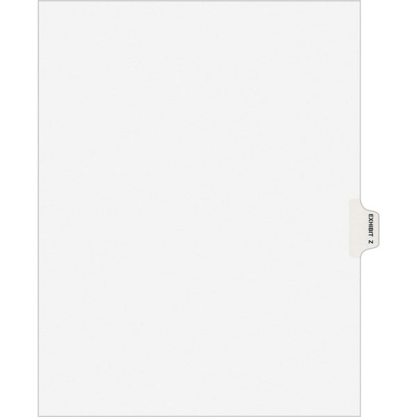 Avery&reg; Avery-Style Preprinted Legal Side Tab Divider, Exhibit Z, Letter, White, 25/Pack (AVE01396)