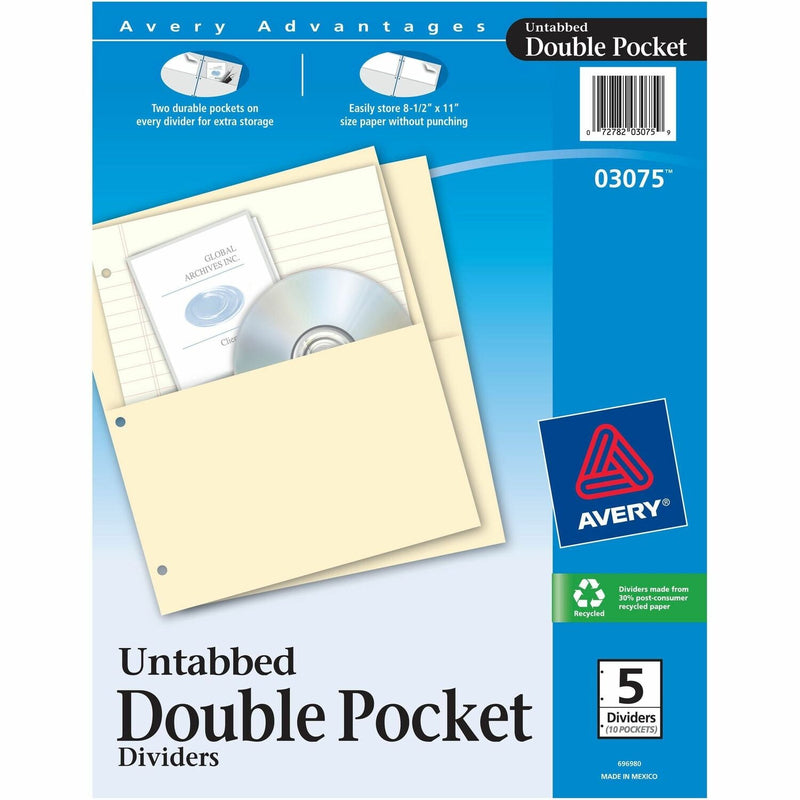 Avery&reg; Untabbed Sheet Dividers, Manila (AVE03075)