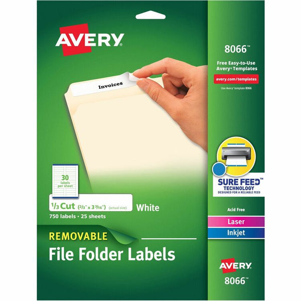 Avery Avery(R) Removable File Folder Labels, 2/3" x 3-7/16" , 750 Labels (8066) (AVE8066)