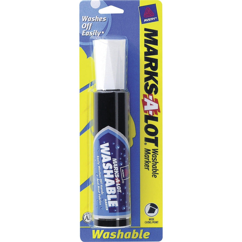 Avery&reg; Marks-A-Lot&reg; Washable Desk Style, Chisel Tip, Black (AVE24158)