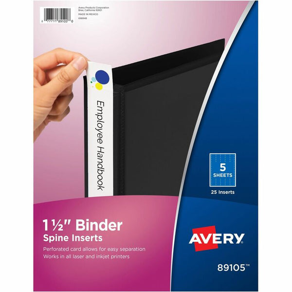 Avery&reg; 1 1/2" Binder Spine Inserts, White (AVE89105)