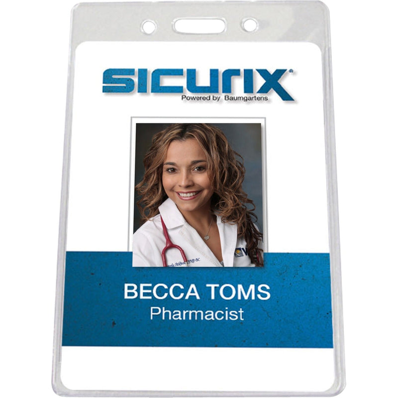 SICURIX Vinyl Vertical Badge Holder, 2-5/8&quot;x3-7/8&quot;, 50/Pack, Clear (BAU67880) Pack of 50