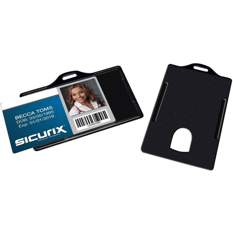 SICURIX Horizontal ID Card Holder, 3-3/8&quot;x2-1/8&quot;, 25/Pack, Black (BAU68310) Pack of 25