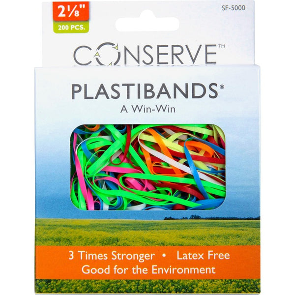 Conserve PlastiBands, Size 2 1/8&quot;, 200/BX, Assorted Colors (BAUSF5000)