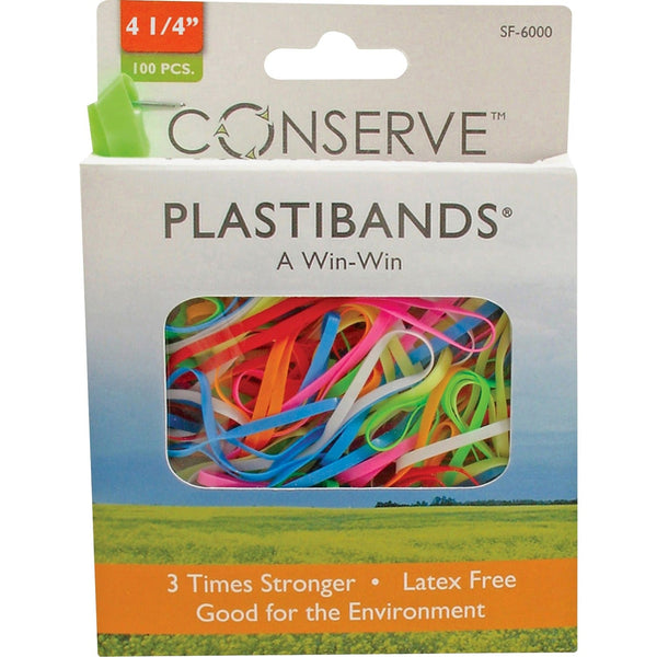 Conserve PlastiBands, Size 4 1/4&quot;, 100/BX, Assorted Colors (BAUSF6000) Box of 100
