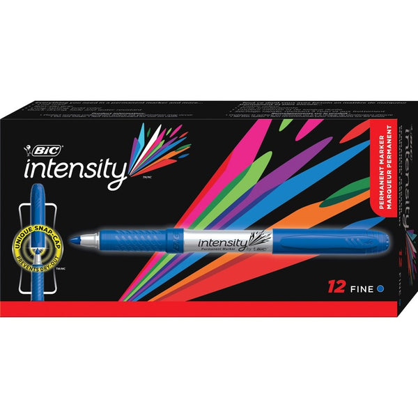 BIC Intensity Permanent Marker, Fine Bullet Tip, Deep Sea Blue, Dozen (BICGPM11BE)