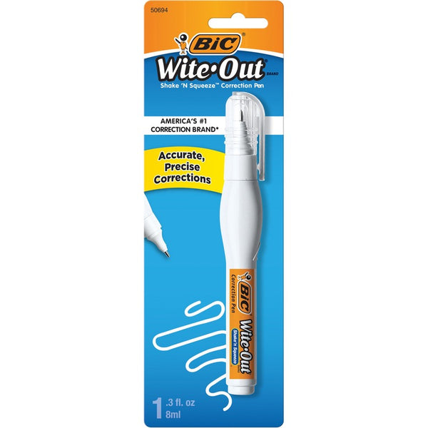 BIC Correctable Pen On Card, Fast Drying, Needlepoint Tip, White (BICWOSQPP11)