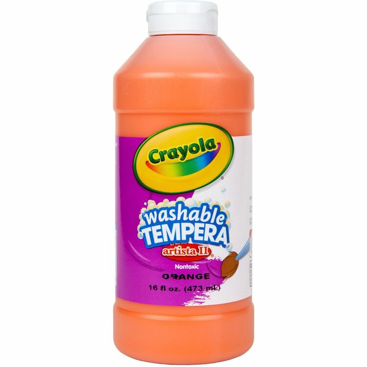 Crayola Artista II Washable Tempera Paint, Orange, 16 oz (CYO543115036) Each