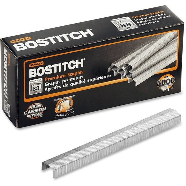Bostitch Premium B8 Staples, Chsl Pnt, Use In B8C Line, 1/2&quot;W, 1/4&quot;Leg (BOSSTCR211514)