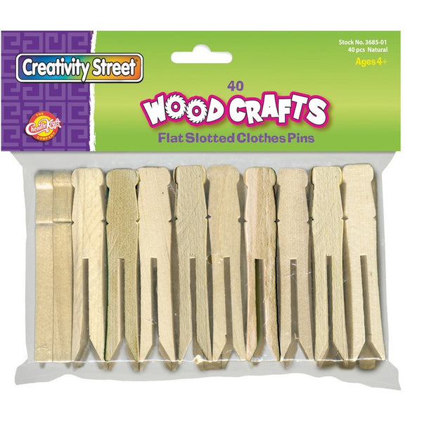 Creativity Street Flat Wood Slotted Clothespins (PAC368501) Pack of 40