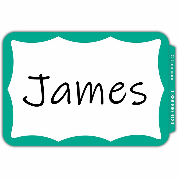 C-Line Self-Adhesive Border-Style Name Badges, Green Border, 3-1/2 x 2-1/4, 100/Box (CLI92263) Box of 100