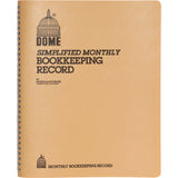 Dome Simplified Monthly Bookkeeping Record, 4 Column Format, Tan Cover, 11 x 8.5 Sheets, 128 Sheets/Book (DOM612) Each