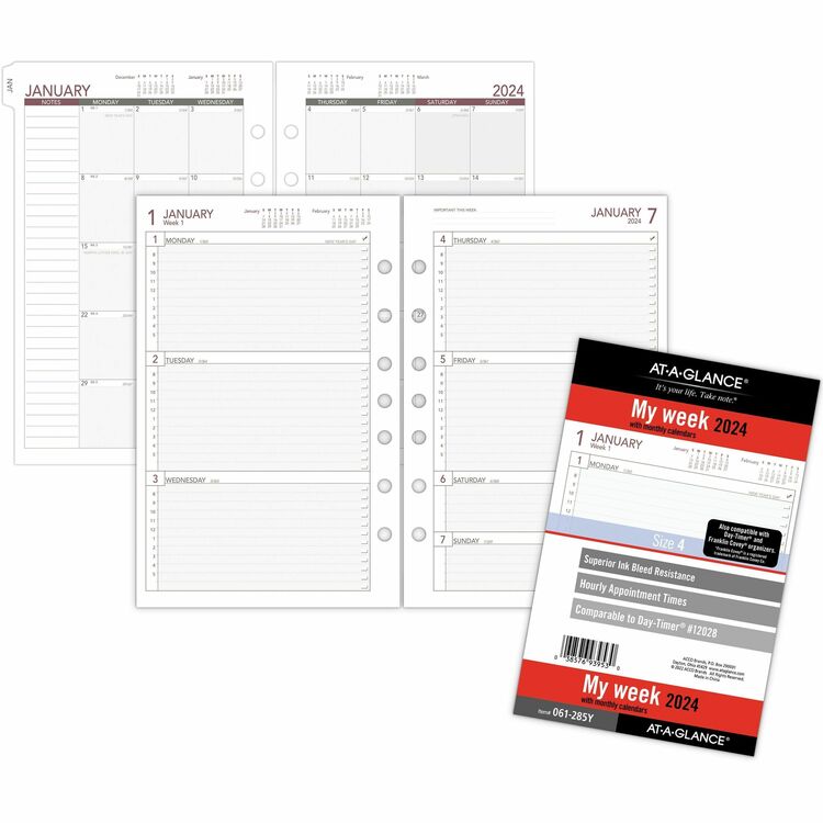 At-A-Glance 2-page-per-week Weekly Refill Sheets, Julian Dates, Weekly, 1 Year, January 2022 till December 2022 (AAG061285Y)