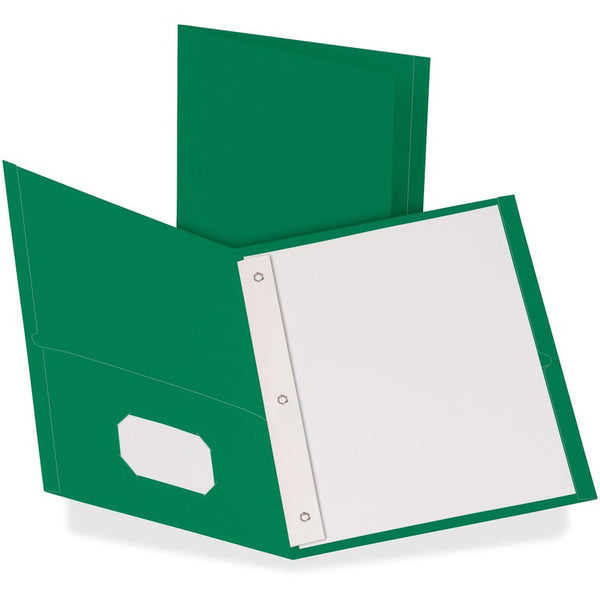 Oxford Twin-Pocket Folders with 3 Fasteners, Letter, 1/2" Capacity, Green, 25/Box (OXF57756) 1 Pack of 25