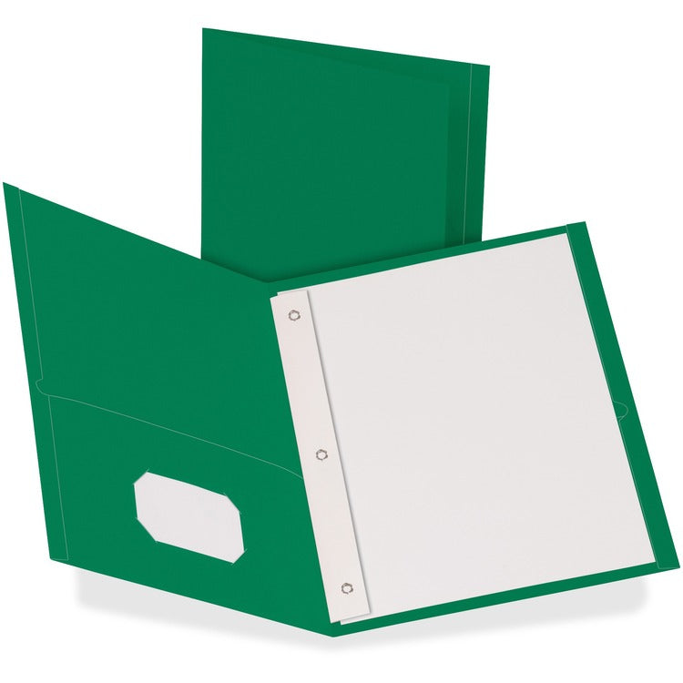 Oxford Twin-Pocket Folders with 3 Fasteners, Letter, 1/2" Capacity, Green, 25/Box (OXF57756) 1 Pack of 25