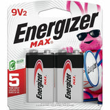 Energizer 9-Volt MAX Alkaline Batteries, 9V, 595 mAh, 9 V DC, 5 Year Shelf Life, 2/Pack (EVE522BP2) Pack of 2