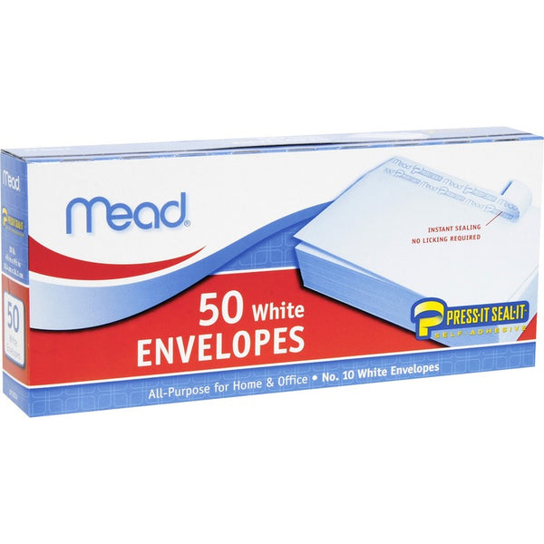 Mead Plain Envelopes, No. 10, Self Sealing, White (MEA75024)