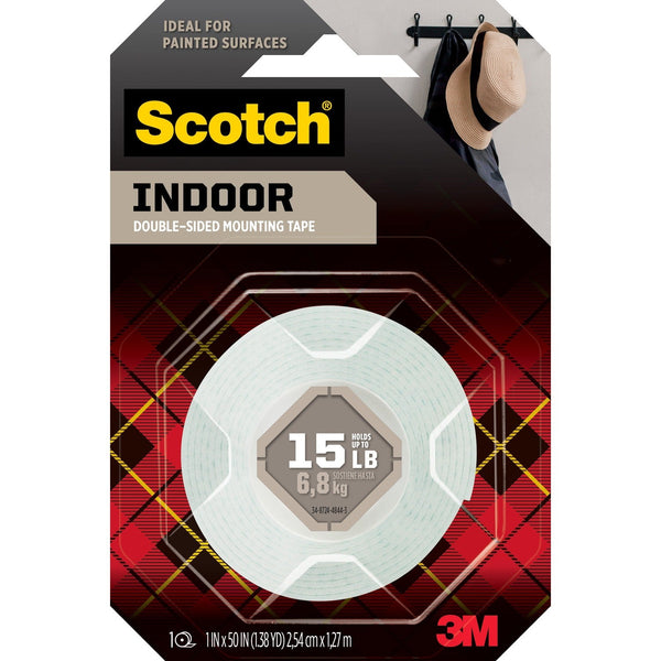 Scotch Mounting Tape, Holds 2 Lbs, 1&quot;x50&quot;, White (MMM114)