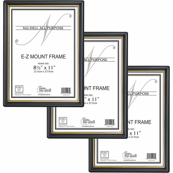 Golite nu-dell Document Frame, Easy Slide In Feature, 8 1/2&quot;x11&quot;, Black (NUD11888) Pack of 3