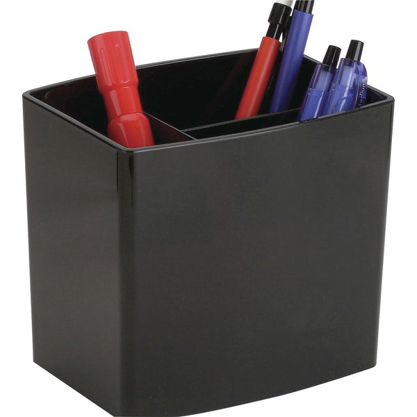 Officemate Pencil Holder, Large, 3 Compartments, 5" x 3-3/4" x 4-1/2", Black (OIC22292) Each