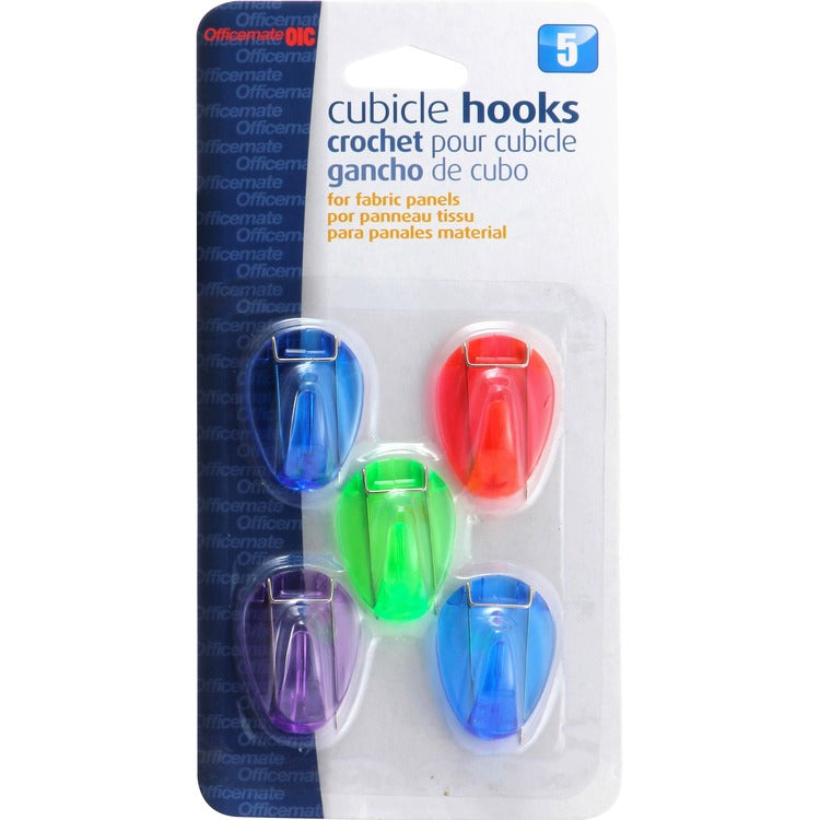 Officemate Cubicle Hooks, Standard, 5 Count, Translucent (OIC30181) Pack of 5