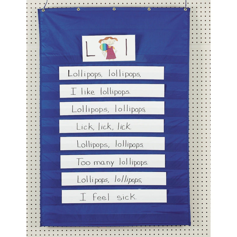 Pacon&reg; Standard Word/Sentence Strip Pocket Chart, 34&quot;x50&quot;, Blue (PAC20010) Each