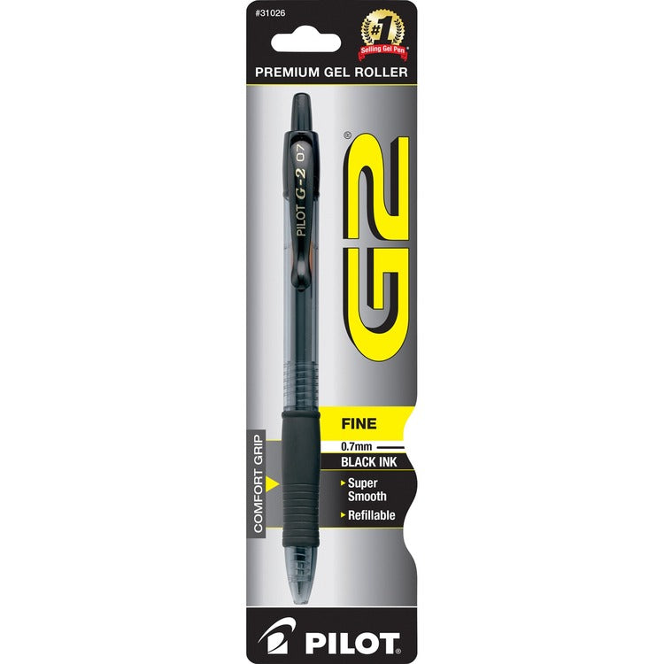 Pilot G2 Gel Pen, Retractable, Fine Point, Black (PIL31026) Each